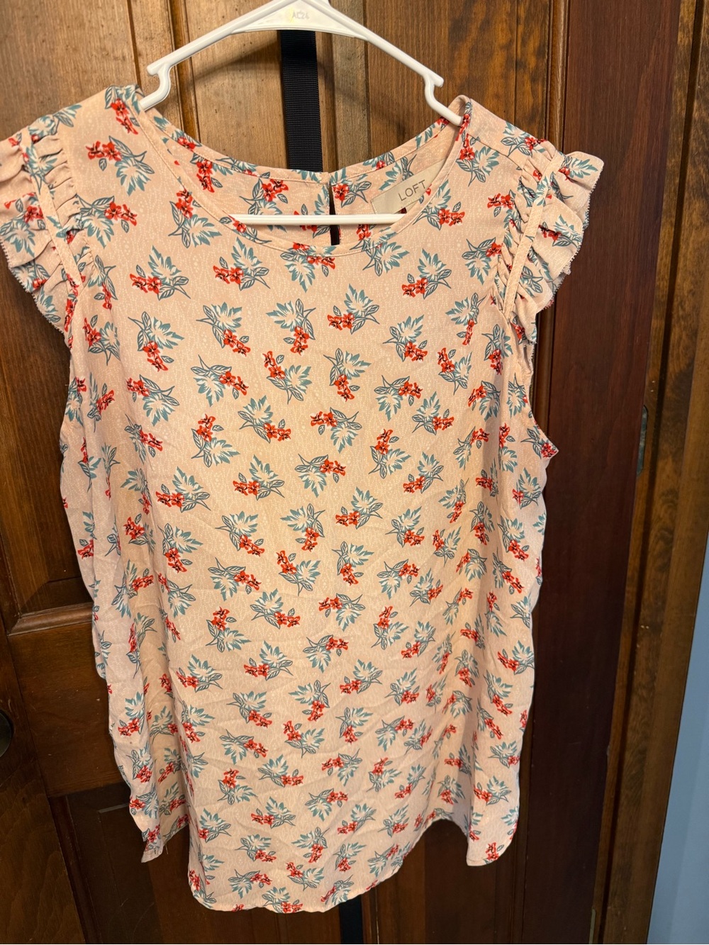 LOFT Pink Floral Ruffle Sleeve Camisole